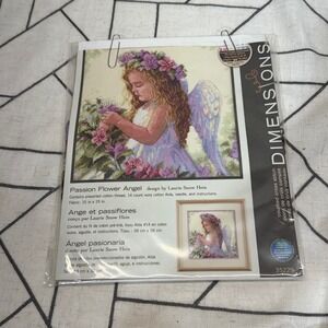 Dimensions Counted Cross Stitch Kit 15x15 Passion Flower Angel Open Complete